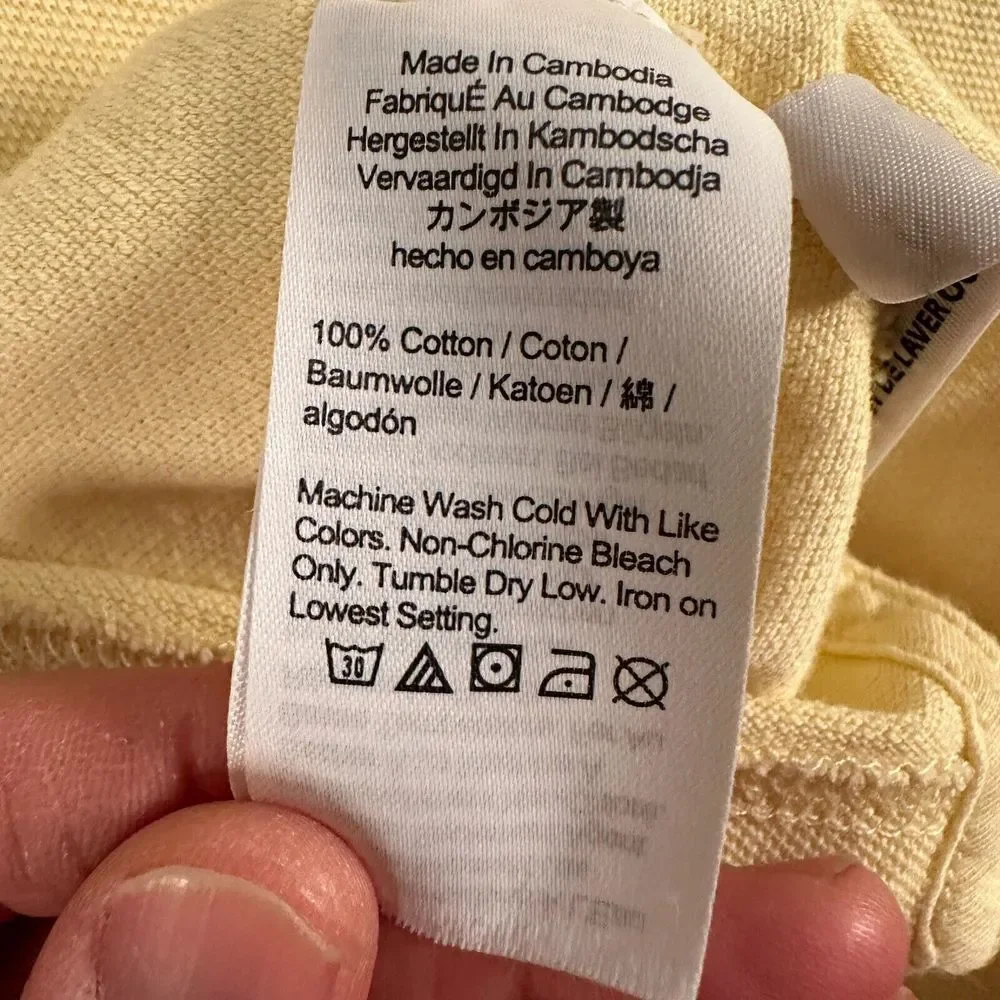 J.CREW Oarsman Polo‎ Shirt Men Large Yellow Short Sleeve Preppy Casual Flaw